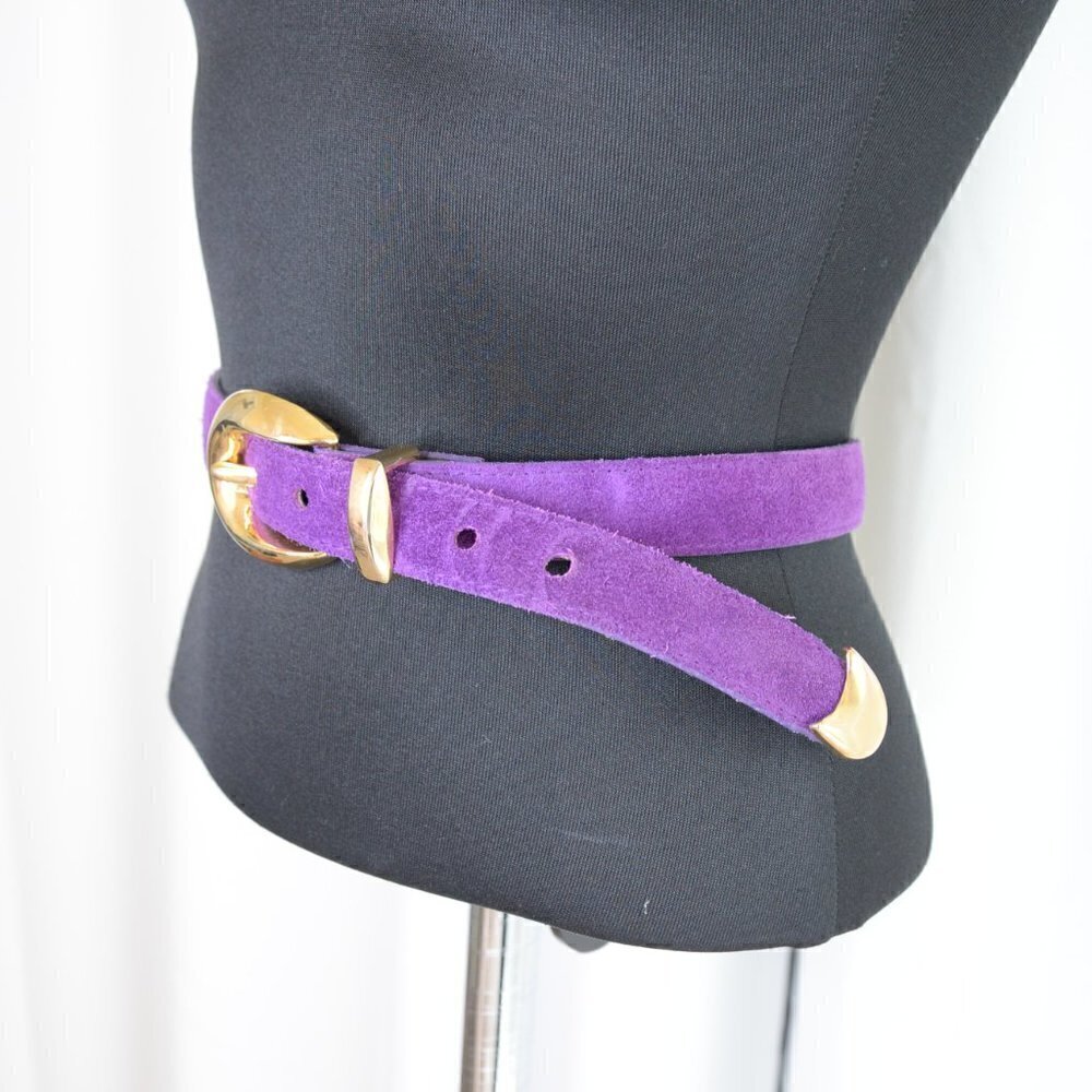 Vintage 90s Purple Suede Belt Sz S - Picture 2 of 5